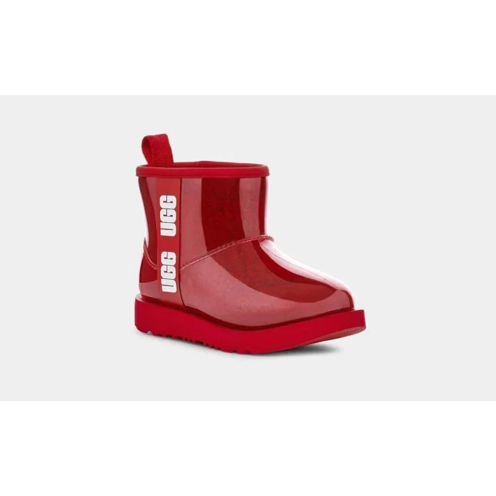 UGG Classic Clear Faux Shearling Mini Boots Red Kids Size 10